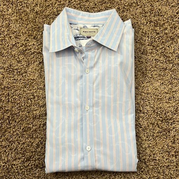 TED BAKER Archive Men's Button‎ Front Shirt Paisley Patter Blue Size 16.5 Neck - Picture 14 of 14